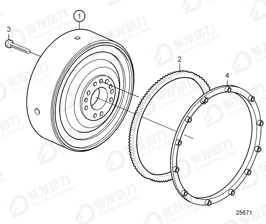 volvo penta Flywheel 21670138 Drawing